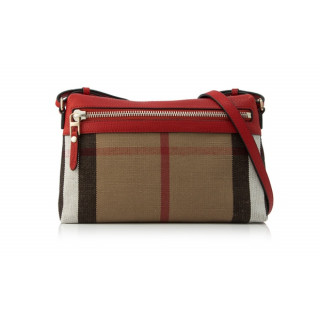 Burberry Small Farley Canvas Check and Leather Clutch