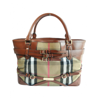 Burberry Bridle House Check Canvas Lynher Medium Tote
