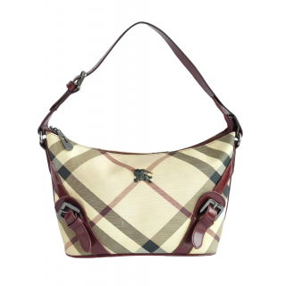 Burberry Nova Check Coated Canvas And Leather Shoulder Bag