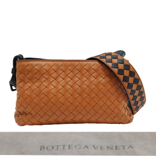 Bottege Veneta Intrecciato Leather Double Zip Crossbody Bag 