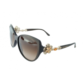 Bvlgari 8097-B Limited Edition Crystal Embellished Floral Cat Eye Sunglasses
