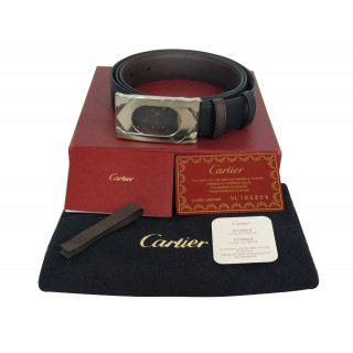 Cartier Double C Logo Leather Belt