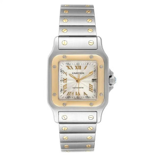 Cartier Santos Galbee Steel Yellow Gold Guilloche Dial Automatic