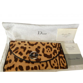 Dior Leopard Calfhair Jazz Club Wristlet Clutch