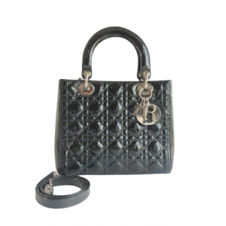 Dior Quilted Black Patent Lady Dior Handbag