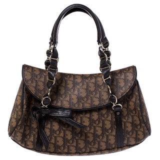 Dior Brown Romantique Monogram Trotter Flap Shoulder Bag