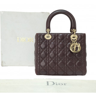 Dior wine Cannage Medium Lady Dior Bag
