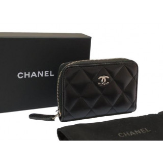 Chanel Black CC Quilted Classic Zipped Coin Purse