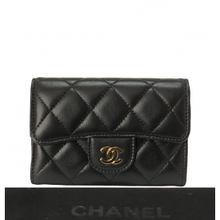 Chanel Classic Black Leather Flap Card Holder