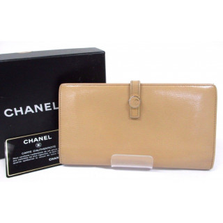 Chanel Beige Leather Continental Wallet