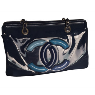 Chanel Blue Patent CC Handbag