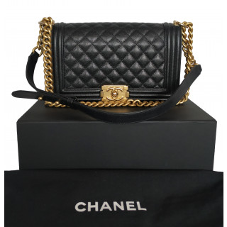 Chanel Boy Black Caviar Quilted Medium Flap Bag