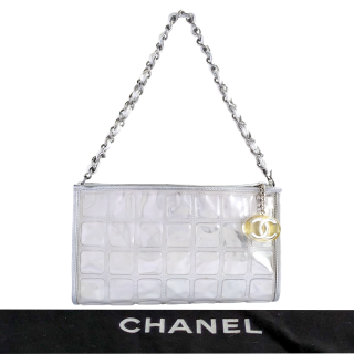 Chanel Quilted Silver and Clear Vinyl Ice Cubes Pochette