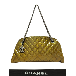 Chanel Quilted Metallic Patent Leather Just Mademoiselle Bowling Bag