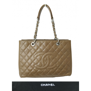 Chanel Brown Quilted Caviar Leather Grand Shopper Tote