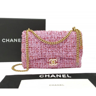 Chanel Tweed Enamel Quilted CC Flap Shoulder Bag