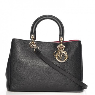Christian Dior Large Black Leather 'Diorissimo' bag
