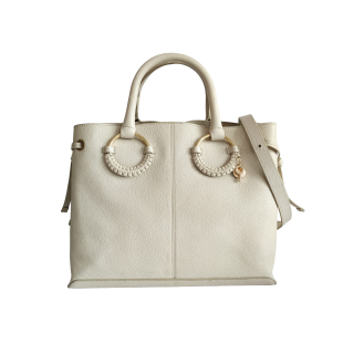Chloe Logo Charms White Leather Tote