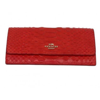 Coach 1941 Snake Embossed Metallic Red Leather Wallet