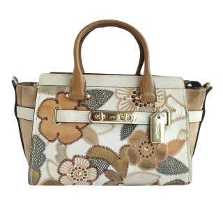 Coach Swagger 27 With Patchwork Tea Rose And Snakeskin Detail Bag