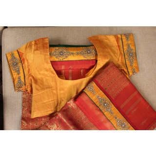 Orange and Red Traditional Saree