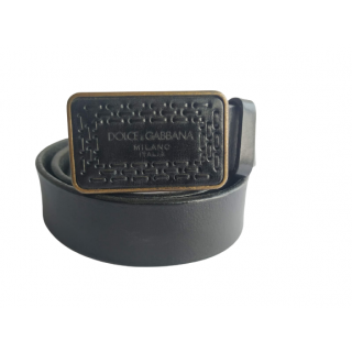 Dolce & Gabbana Logo-Plaque Black Leather Belt