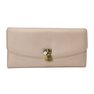 Dolce & Gabbana Beige Leather Padlock Flap Continental Wallet