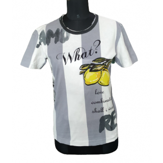 Dolce & Gabbana Grey Lemon Print Cotton T-Shirt