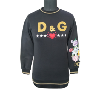 Dolce & Gabbana Gold Sequin Logo Black Maxi Sweatshirt & Track 