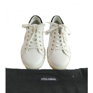Dolce & Gabbana White Logo Plaque Low Sneakers Size / 6.5