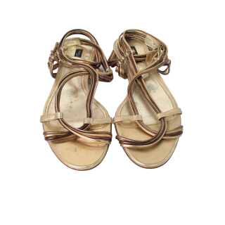 Dolce & Gabbana Gold Strappy Flat Sandals