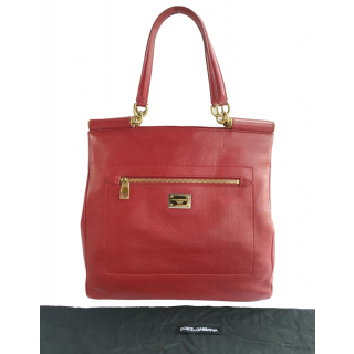 Dolce & Gabbana Grained Leather Front Pocket Sicily Tote