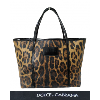 Dolce & Gabbana Leopard Print Coated Canvas and Leather Miss Escape Tote