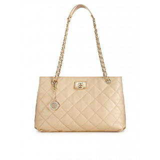 DKNY Beige Quilted Nappa Leather Shopper With Chain Handle