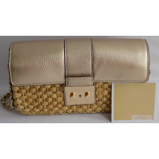Michael Kors Gabriella Large Walnut Handbag Straw & Brown Clutch