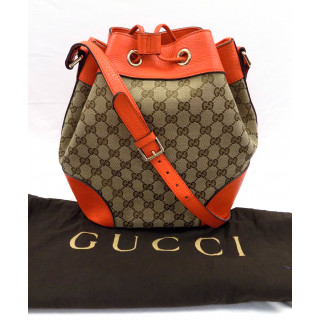 Gucci GG Canvas Orange Tangerine Bucket Bag