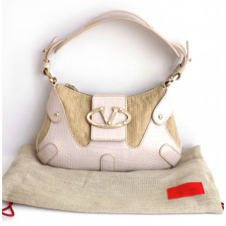 Valentino Pink Fabric and Leather Small Hand Bag