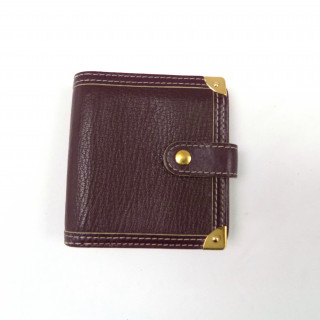 Louis Vuitton Suhali Leather Compact Zip Half Fold Wallet Plum Handbag Bag