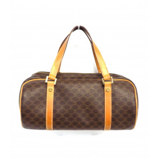 Celine Macadam PVC Canvas Leather Brown Handbag