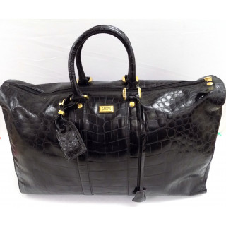 GianFranco Ferre Black Croc Leather Large Handbag