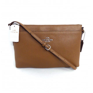 Coach Brown Polished Journal Pebble Leather Crossbody Bag