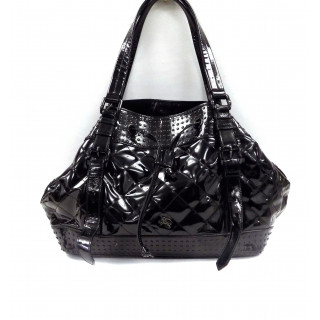 BURBERRY Black Quilted Patent Leather