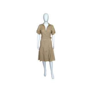 Diane Von Furstenberg Perforated Beige Midi Dress