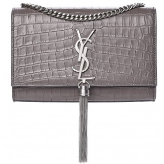 Saint Laurent Classic Medium Kate Monogram Croc-Embossed Leather