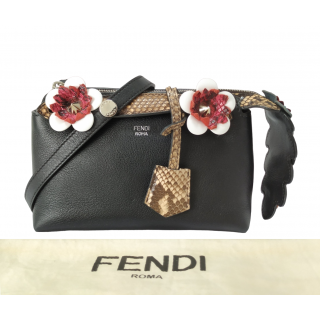 Fendi Black Snakeskin Leather Flowerland Mini By The Way Bag