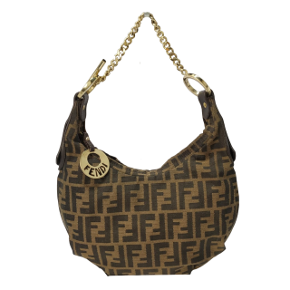 Fendi Zucca Canvas and Leather Chef Chain Link Hobo Bag