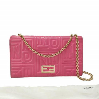 Fendi Embossed Leather Chain Clutch