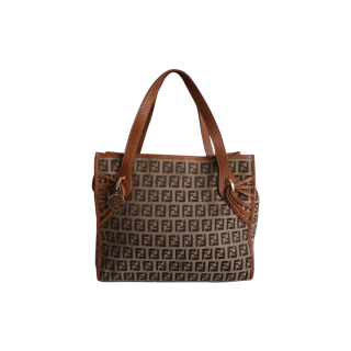 Fendi​ Brown Leather Trimming with Logo Printed​ Bag