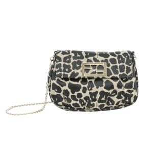 Fendi Mia Leopard Print Pochette Handbag
