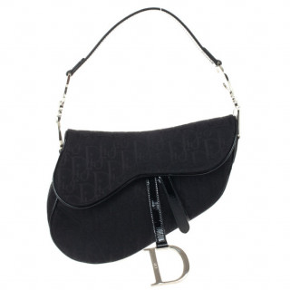 Christian Dior Black Monogram Saddle Bag